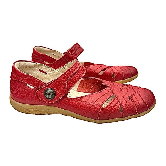 Spring Step Hearts Loafers Shoes Womens Size 8.5 US 39 EU Red Leather Casual - Picture 8 of 9